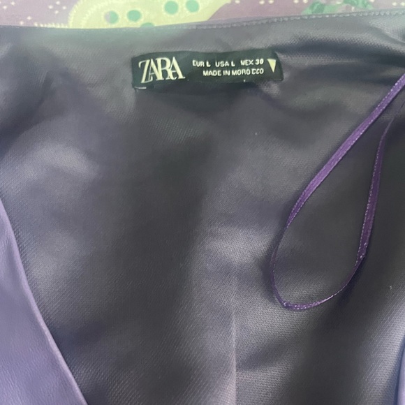 ZARA NWOT FAUX LEATHER DRESS. Wrap-front V-neck dress. 💜💜 - Picture 6 of 7